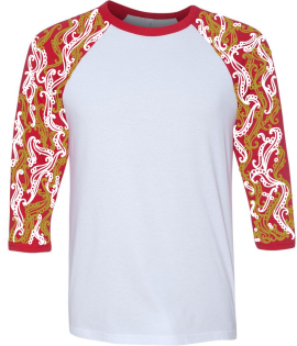 Oodles t shirt- gold, red, and white 