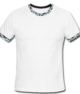 Oodles Ringer T - white and black with blue balls